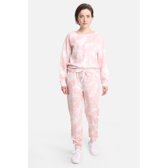 COPY - WOMENS PINK/WHITE TIE-DYE  OFF-THE-SHOULDER SWEATER - NWT - SZ:S/M, L/XL - Picture 7 of 13